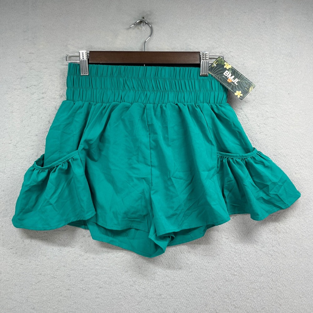 BMJL Skort Women M Green High Waist Ruffle Stretch Casual Summer Shorts Athletic